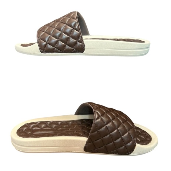 APL Lusso Slide Shoes Quilted Slip On Sandals Men’s Size 10 Chocolate/Pristine - Picture 4 of 16